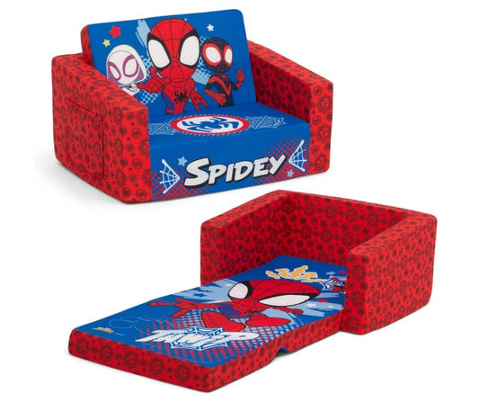 Delta Children Marvel Spidey and His Amazing Friends Cozee Flip-Out Chair - 2-in-1 Convertible Chair to Lounger for Kids