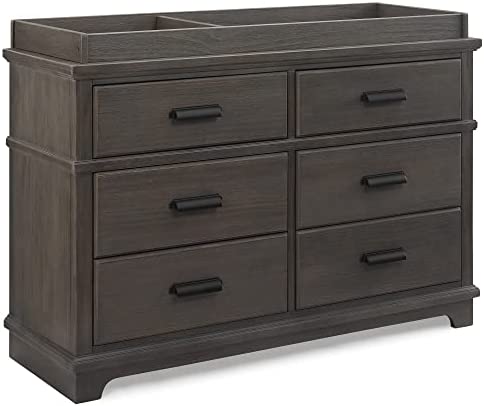 Delta Children Simmons Kids Asher 6 Drawer Dresser with Changing Top, Fully Assembled Rustic, Greenguard Gold Certified, Rustic Grey